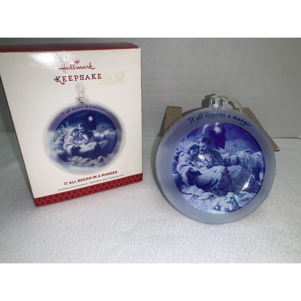 2013 Hallmark Keepsake It All Began In A Manger Christmas Tree Ornament Glass